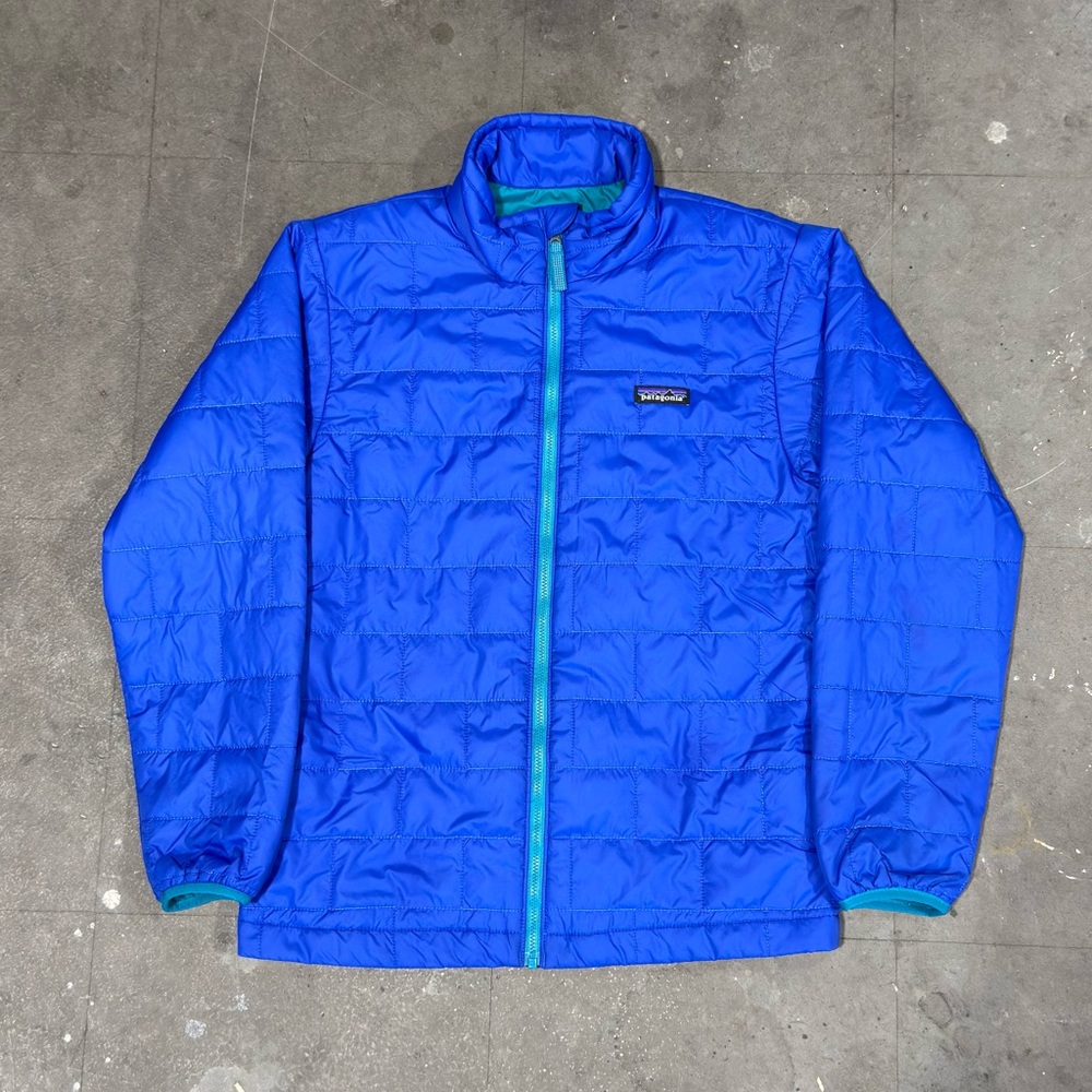 Patagonia Kids Nano Puff Brick Quilt Jacket Puffer Blue / Teal Size 14 XL Youth